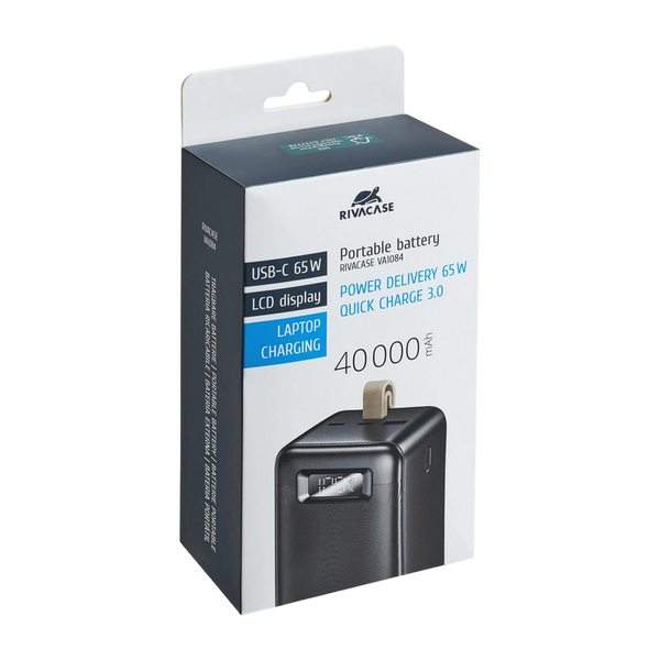 Портативное зарядное устройство Rivacase 40000 mAh PD 65W, VA1084, Black 226698 фото
