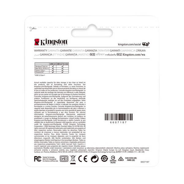 256GB USB3.2 Flash Drive Kingston DataTraveler Kyson, Silver, Metal Case, Key Ring (DTKN/256GB) 136259 фото