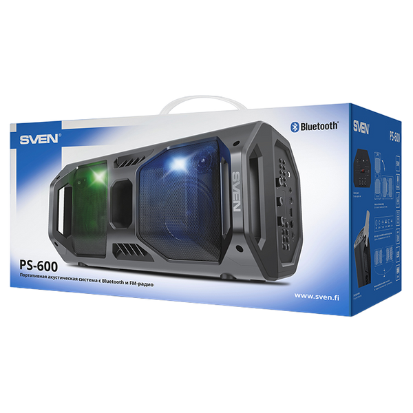 Speakers SVEN "PS-600" 50w, Black, Bluetooth, microSD, FM, AUX, USB, LED, power:8000mA, USB, DC5V 106005 фото
