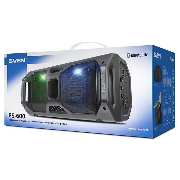 Speakers SVEN "PS-600" 50w, Black, Bluetooth, microSD, FM, AUX, USB, LED, power:8000mA, USB, DC5V 106005 фото