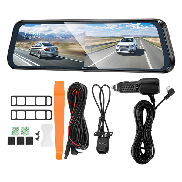 Cameră auto DVR Hoco DV16 9.66-inch streaming media driving recorder(dual-channel with rear camera), Black 245727 Imagini
