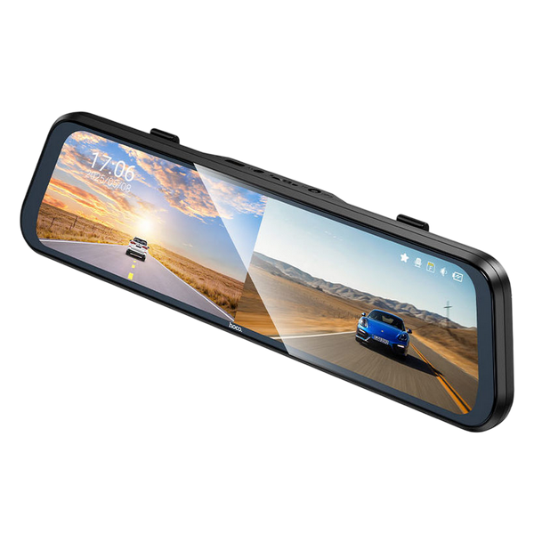 Cameră auto DVR Hoco DV16 9.66-inch streaming media driving recorder(dual-channel with rear camera), Black 245727 Imagini