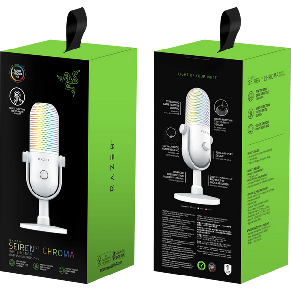 Microphones Razer Seiren V3 Chroma, 16mm Condenser Microphone, Supercardioid, 110db, -34 db, 96 kHz, 244103 фото