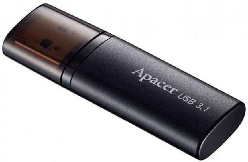 64GB USB3.1 Flash Drive Apacer "AH25B", Black, Matte Metal, Classic Cap (AP64GAH25BB-1) 122136 фото