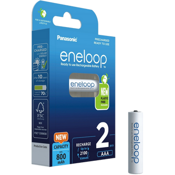AAA Eneloop 800mAh, Blister*2, Panasonic, BK-4MCDE/2CP 215370 Imagini
