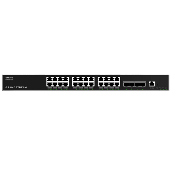 24-port Gigabit Layer 3 Managed Switch Grandstream "GWN7813", 4x10Gbit SFP+, Stackable, Console Port 212594 фото