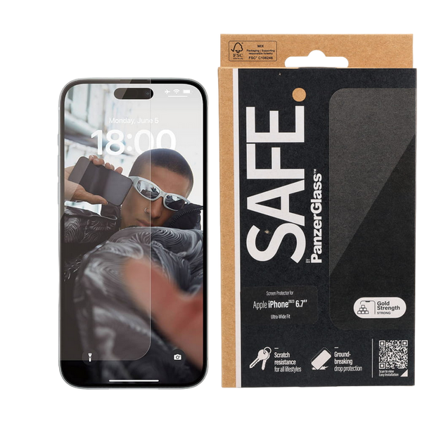 SAFE. by PanzerGlass Apple Смартфон Apple iPhone 15 Plus ULTRA-WIDE FIT, Tempered Glass, Transparent 208921 фото