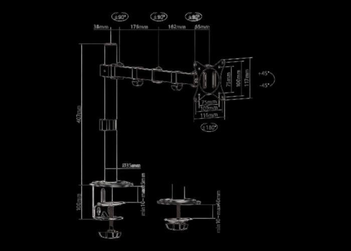 Table/desk display mounting arm Gembird (rotate,tilt,swivel),17&rdquo;-32&rdquo;,up to 9 kg,VESA:75x75,100x100 204482 фото