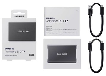 1.0TB (USB3.2/Type-C) Samsung Portable SSD T7 , Grey (85x57x8mm, 58g, R/W:1050/1000MB/s) 116661 фото