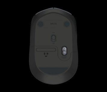 Wireless Mouse Logitech M170, 1000 dpi, 3 buttons, Ambidextrous, 69,3g., 1xAA, 2.4Ghz, Grey/Black 76630 фото