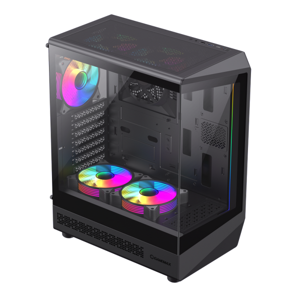 Case ATX GAMEMAX Vista COC AB, w/o PSU, 0.6mm, 5x120mm ARGB, ARGB Strip, Front&Side TGl, 1xUSB-C, 1x 224520 Imagini