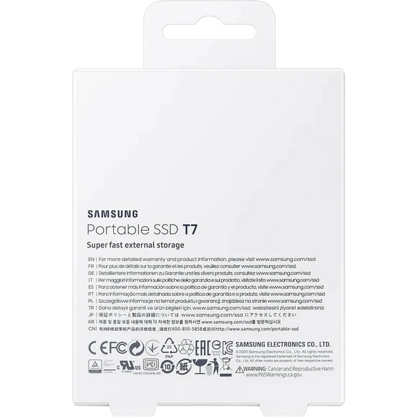 2.0TB Samsung Portable SSD T7 Grey, USB-C 3.1 (85x57x8mm, 58g, R/W:1050/1000MB/s) 116663 Imagini