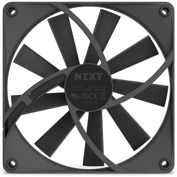 PC Case Fan NZXT F140Q, 140x140x26mm, 18.7-23dB, 42.92-101CFM, 500-1200RPM, FDB, 4 Pin, Black 207793 фото