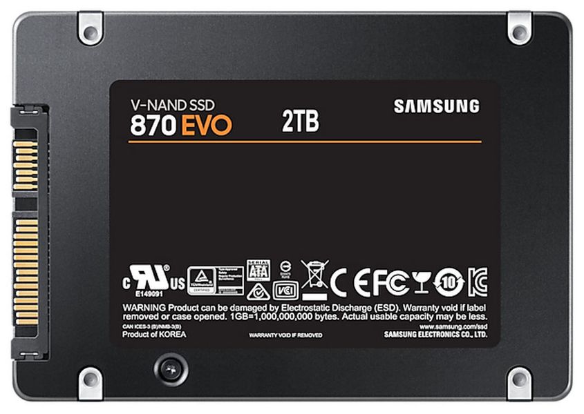 2.5" SATA SSD 2.0TB Samsung 870 EVO "MZ-77E2T0BW" [R/W:560/530MB/s, 98K IOPS, MGX, V-NAND 3bit MLC] 124285 фото