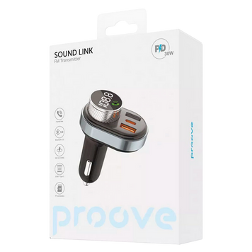 Автомобильное зарядное устройство Proove FM Launcher Sound Link 30W (PD+QC3.0) Type-C+USB Black 249212 фото
