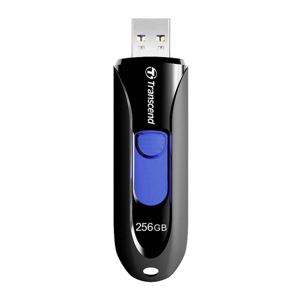 256GB USB3.1 Flash Drive Transcend "JetFlash 790", Black-Blue, Slider (R/W:90/40MB/s) 124512 фото