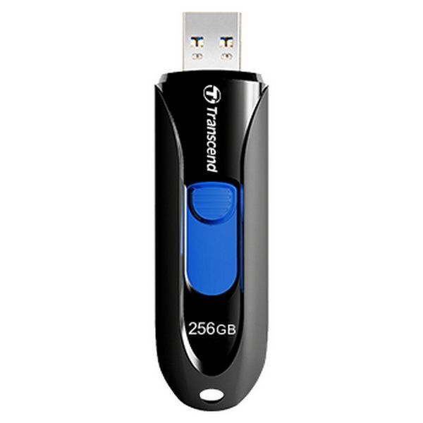 256GB USB3.1 Flash Drive Transcend "JetFlash 790", Black-Blue, Slider (R/W:90/40MB/s) 124512 фото