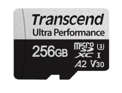 256GB MicroSD (Class 10) UHS-I (U3),+SD adapter, Transcend TS256GUSD340S (V30, A2, R/W:160/125MB/s) 127096 фото