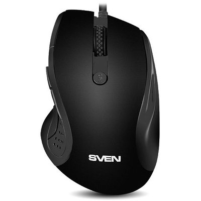Mouse SVEN RX-113, Optical, 800-2000 dpi, 6 buttons, Ergonomic, Black, USB 117933 фото