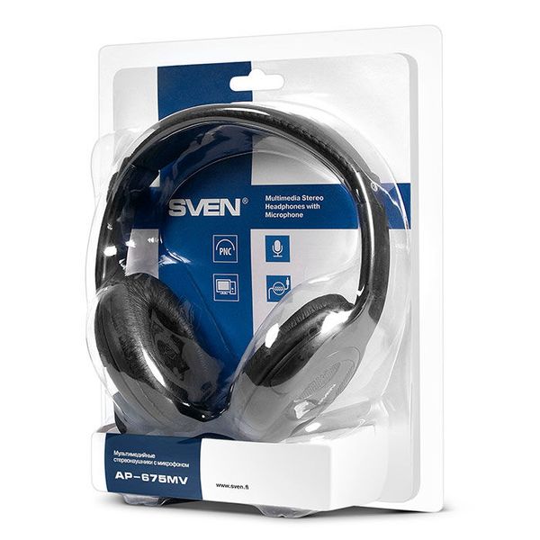 Headset SVEN AP-675MV with Microphone, Black, 2 x 3,5mm jack (3 pin) 79818 фото