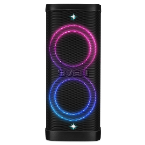 Partybox SVEN "PS-1250" 300W, TWS, IPx4, Bluetooth, FM, USB, microSD, LED-display, 13500mA*h, Black 268469 Imagini