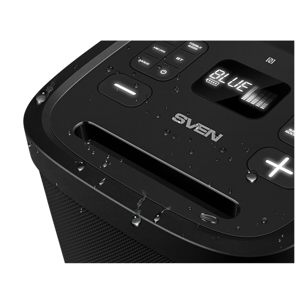 Partybox SVEN "PS-1250" 300W, TWS, IPx4, Bluetooth, FM, USB, microSD, LED-display, 13500mA*h, Black 268469 Imagini