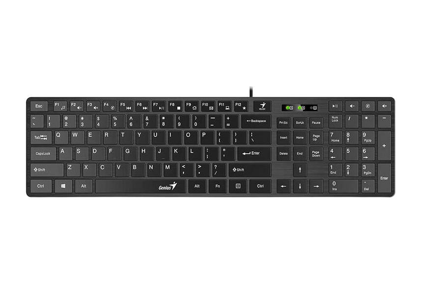 Keyboard Genius SlimStar 126, Multimedia, 12 Fn keys, Low-profile, Chocolate keycap, Smart, Brushed 125847 Imagini