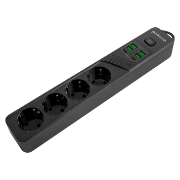 Prelungitor Power Strip Proove P-04 (4USB+ 2TYPEC) 2M,Black 222928 фото