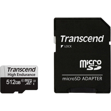 .512GB MicroSD (Class 10) UHS-I (U3),+SD adapter, Transcend "TS512GUSD350V" (R/W:95/45MB/s,Endurance 210990 фото