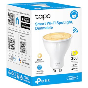 TP-LINK "Tapo L610", Smart Wi-Fi LED Bulb with Dimmable Light, GU10, 2700K, 350lm 147758 фото