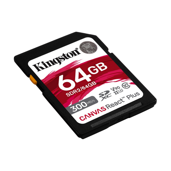 ..64GB SDXC Card (Class 10) UHS-II , U3, Kingston Canvas React Plus "SDR2/64GB" (R/W:300/260MB/s) 210276 Imagini