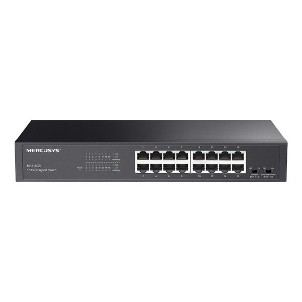 16-port Gigabit Desktop/Rackmount Switch MERCUSYS "MS116GS", Isolation Mode, Loop Prevention, metal 235116 Imagini