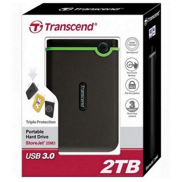 2.0TB (USB3.1/Type-C) 2.5" Transcend "StoreJet 25M3C", Iron Gray, Rubber Shock-Resistant, 1T Backup 111281 фото