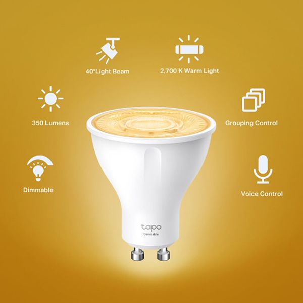 TP-LINK "Tapo L610", Smart Wi-Fi LED Bulb with Dimmable Light, GU10, 2700K, 350lm 147758 фото