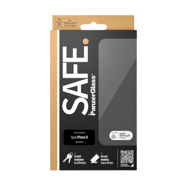 SAFE. by PanzerGlass Apple Смартфон Apple iPhone 15 ULTRA-WIDE FIT, Tempered Glass, Transparent 208919 фото