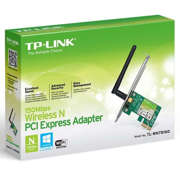 PCIe Wi-Fi N LAN Adapter TP-LINK "TL-WN781ND", 150Mbps 45999 Imagini