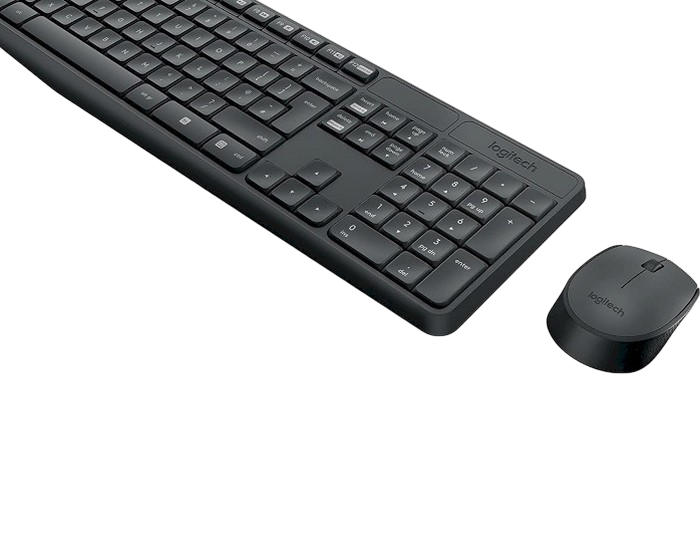 Wireless Keyboard & Mouse Logitech MK235, Low-profile, Spill-resistant, FN key, US Layout, Grey 204343 фото