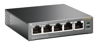 .5-port 10/100M TP-LINK PoE Switch, TL-SF1005P, with 4 Port PoE, 67W Budget, steel case 87070 фото