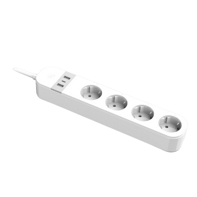 Smart power strip Gembird TSL-PS-S4U-01-W, 4 sockets, 1.5 m, with USB charger 2x USB Type-A, 1x USB 211484 фото
