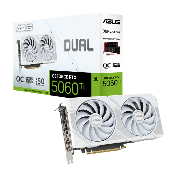 VGA ASUS RTX5060Ti 16GB GDDR7 Dual WHITE OC (DUAL-RTX5060TI-O16G-WHITE) 240579 Imagini