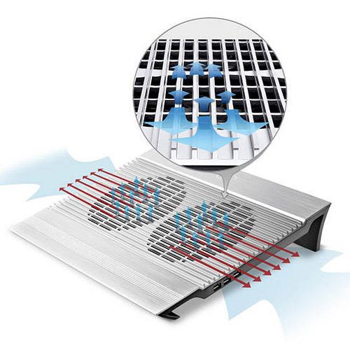Notebook Cooling Pad Deepcool N8, up to 17'', 2x140mm, 4xUSB, Aluminium, Black 124627 фото