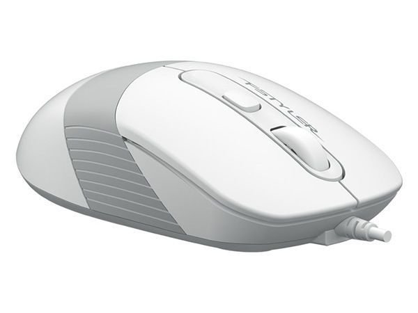 Mouse A4Tech FM10, Optical, 600-1600 dpi, 4 buttons, Ambidextrous, 4-Way Wheel, White/Grey, USB 112659 фото