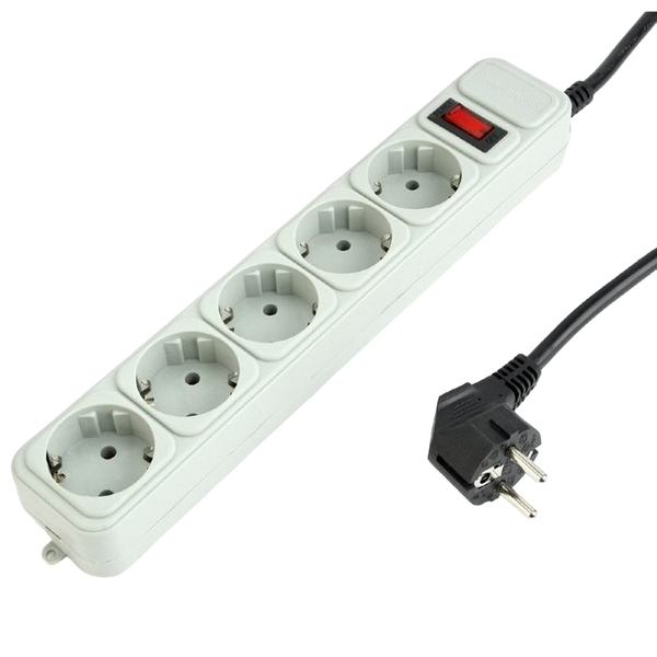 Surge Protector Gembird SPG3-B-6C, 5 Sockets, 1.8m, up to 250V AC, 16 A, Grey 203161 фото