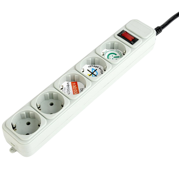 Surge Protector Gembird SPG3-B-6C, 5 Sockets, 1.8m, up to 250V AC, 16 A, Grey 203161 фото