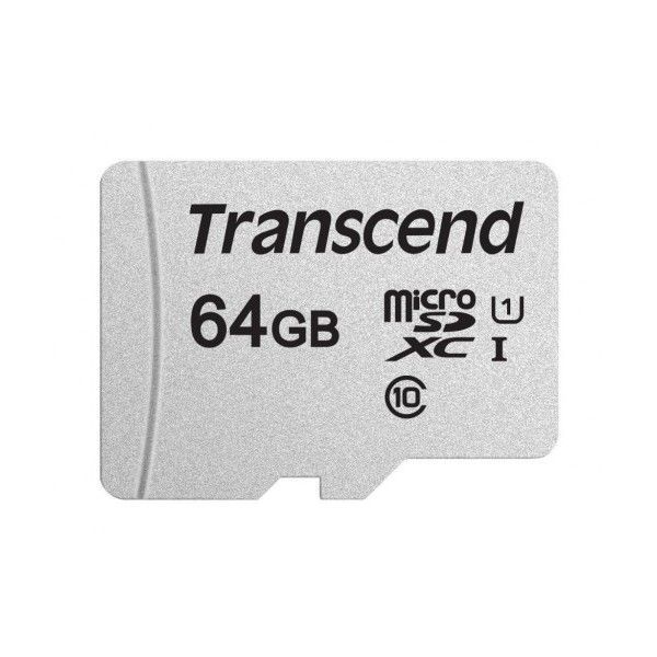 .64GB MicroSD (Class 10) UHS-I (U1),+SD adapter, Transcend "TS64GUSD300S-A" (R/W:95/45MB/s) 88408 фото