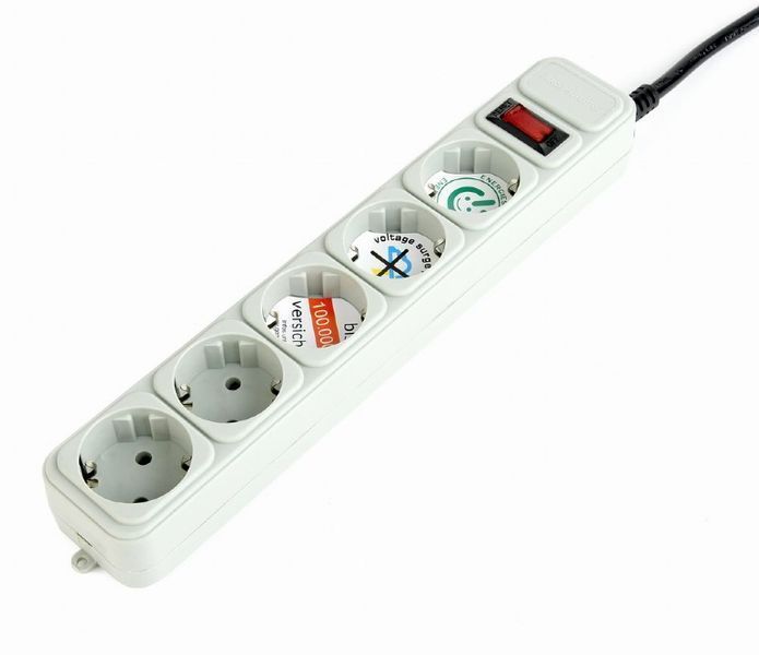 Surge Protector Gembird SPG3-B-6C, 5 Sockets, 1.8m, up to 250V AC, 16 A, Grey 203161 фото