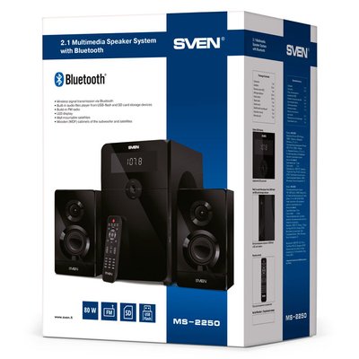 Speakers SVEN "MS-2250" SD-card, USB, FM, remote control, Bluetooth, Black, 80w/50w + 2x15w/2.1 88504 фото