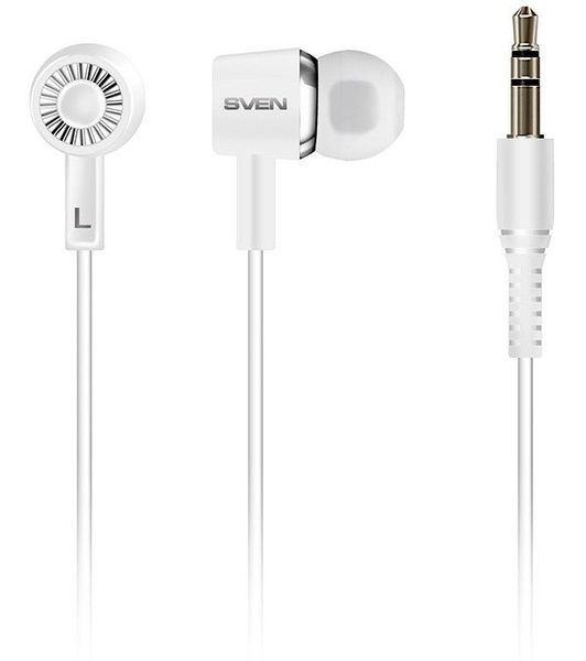 Earphones SVEN E-110, White, 3pin 3.5mm mini-jack, cable 1.2m 93015 фото