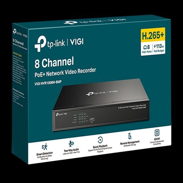 TP-Link 8 Channel Network Video Recorder "VIGI NVR1008H-8MP", 1xSATA, 8xPoE+, 113W Budget 206337 фото