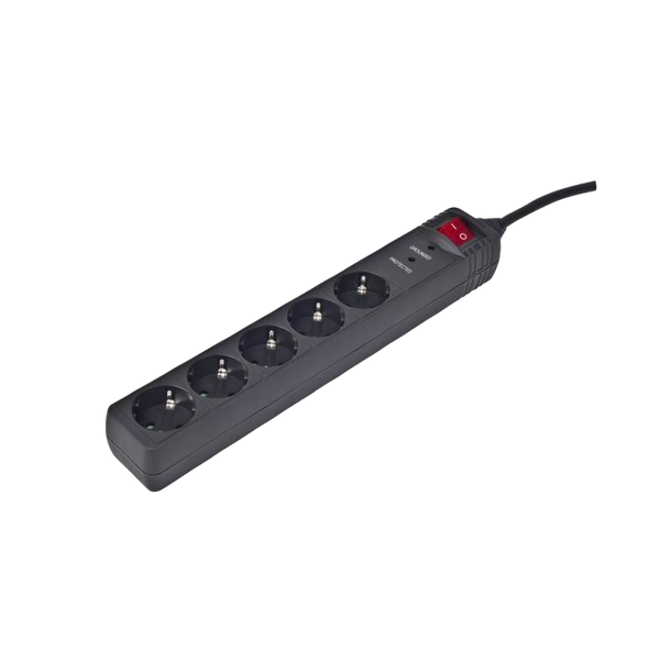 Surge Protector Gembird SPG5-C-15, 5 Sockets, 4.5m, up to 250V AC, 16 A, safety class IP20, Black 211569 фото